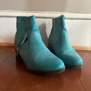 Teal ankle boots